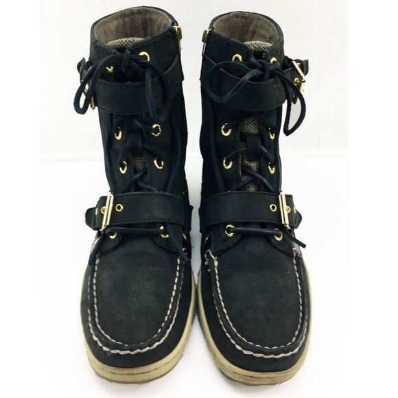 Sperry Top-Sider Black Huntley Buckle Side Zip Deck Ankle Boots - Women's 8 M - Picture 5 of 9